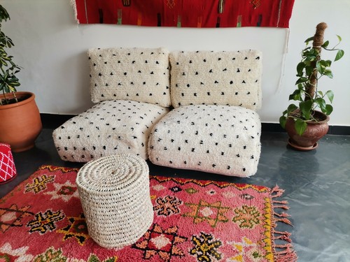 Moroccan Floor Cushion Set - 2 Seats Cushions + 2 Back Cushions + 4 Zipped bags - Picture 5 of 11