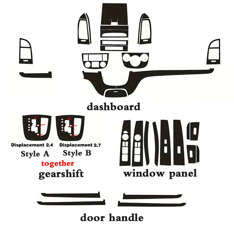Calcomanías de ajuste interiores con patrón de fibra de carbono 3D para Hyundai Santa Fe 2006-2012 hágalo usted mismo Foto 2 de 4
