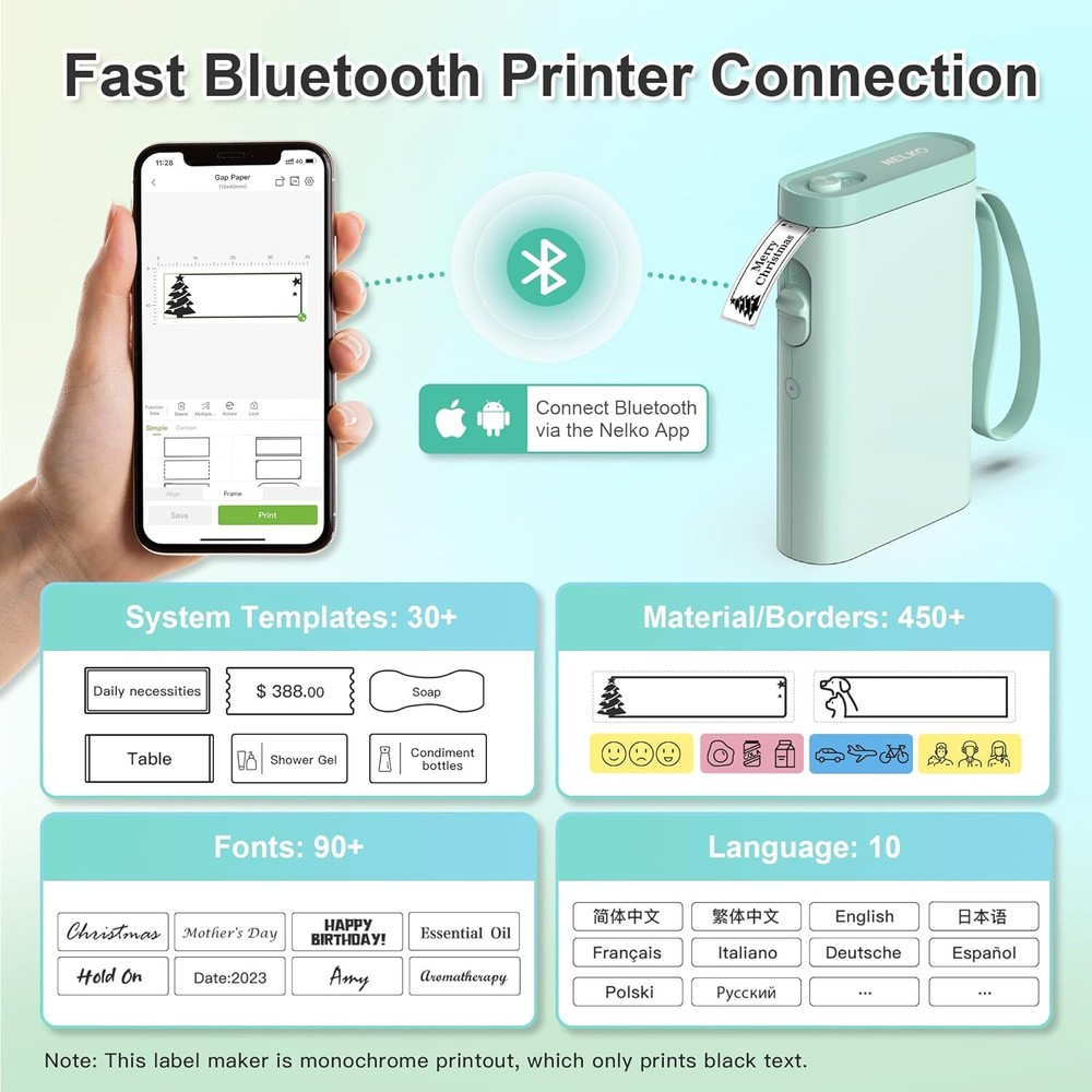 Bluetooth Label Maker with Wireless Sticker Printer for Organizing Storage