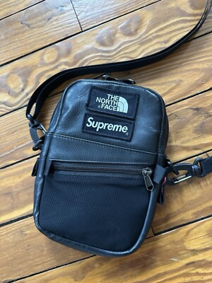 The North Face Supreme Black Leather Shoulder Crossbody Bag The North Face Supreme Black Leather Shoulder Crossbody Bag