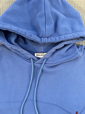 AUTHENTIC Balenciaga Paris Cobalt Blue Hoodie Size XS 100% Cotton