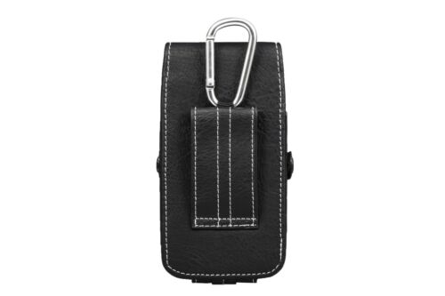 Vegan Leather Phone Case Holder w/ Flip Wallet Card Slots, Belt Loop Universal - Picture 2 of 8
