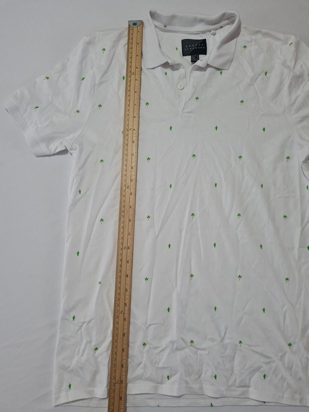 Mens Polo Shirt Broken Standard Size M Short Sleeve White Mix 13963 image 6