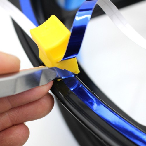 Felgenrandaufkleber Chrom Blau Motorrad Auto Felgendesign Felgenaufkleber Folie - Bild 8 von 9