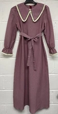 Trendyol Mauve Striped Fringed Collar & Cuff Long Sleeve Dress Size 8.BNWT.PCA