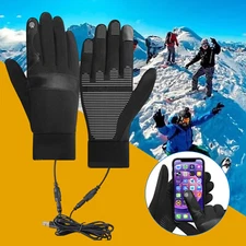 Electric USB Heated Gloves Winter Hand Warmer Rechargeable Touchscreen Gloves E