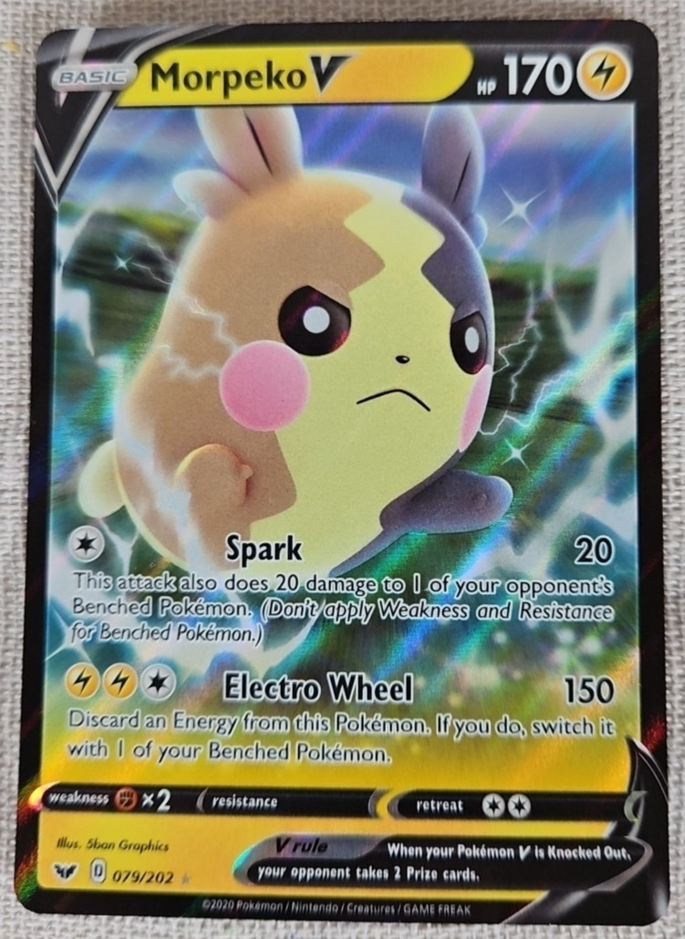 Pokemon TCG 2020 Morpeko V Ultra Rare Sword & Shield Base Set Card 079/202 NR MT
