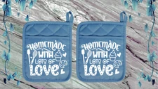 Homemade With Love #1 - Pocket Pot Holders - Oven Mitt - Hot Pad - 29slatedblneo