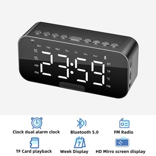 Altoparlante Bluetooth Wireless con Sveglia Stereo Basso Scheda USB/TF Capace USA - Foto 8 di 20