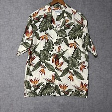 VTG Bishop St Apparel Hawaiian Shirt Floral USA Made 100% Rayon Mens L Paradise