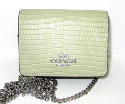 Coach Brand New CR538 Mini Wallet On A Chain Pale Green
