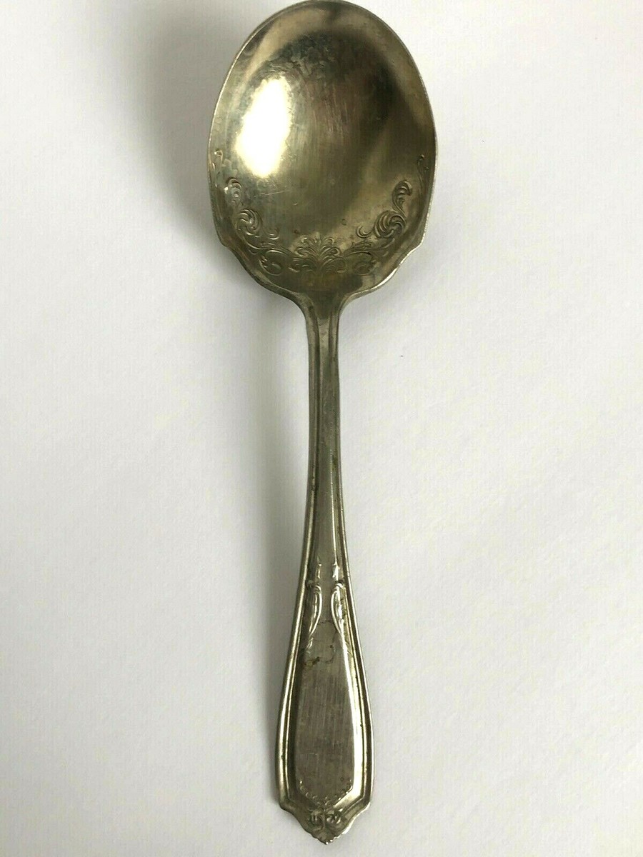 Simpson Nickel Silver Antique 6” Sugar Spoon Floral Design