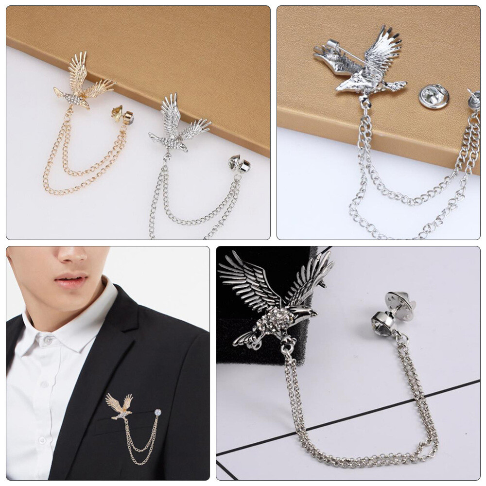 6 Pcs Men Brooch for Suits Gold Chain Brooches Eagle Tassel eBay