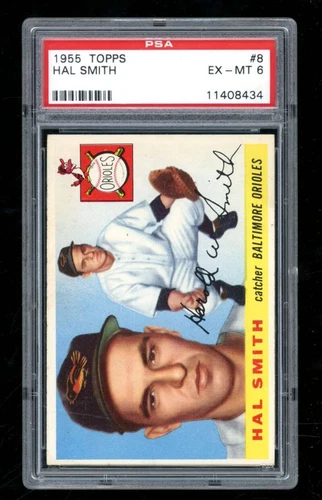 1955 Topps Hal Smith #8 Rookie PSA 6 Baltimore Orioles ES9255
