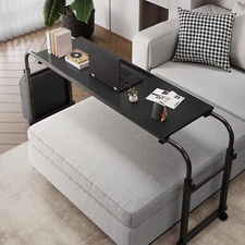 Overbed Table with Wheels Overbed Desk King Queen Bed Table Adjustable Height