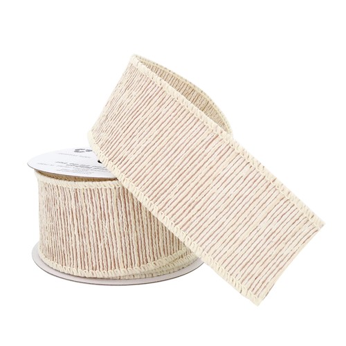 1.5'' x 2yd. Ivory Wired Faux Bark Ribbon by Celebrate It®