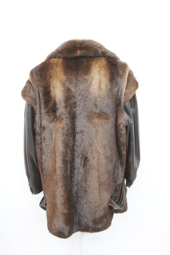 MANTEAU VESTE HOMME FOURRURE ET CUIR CASTOR ARCTIQUE économies HOMME TAILLE 48 3XL comme neuf
