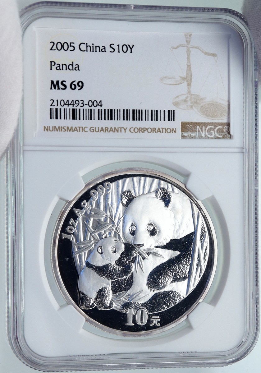 2005 CHINA PANDA Bamboo TEMPLE of HEAVEN Silver 10 Yuan Chinese