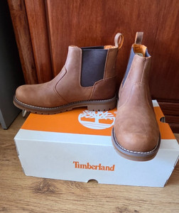 Timberland Larchmont Mens 10 Brown Leather Chelsea Boots Moc Toe A128U Timberland Larchmont Mid Chelsea Boots Leather Brown Brownie  main image 3