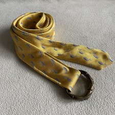J Crew 100 Silk Belt D-Ring Yellow Gold Whales Unisex Small Medium
