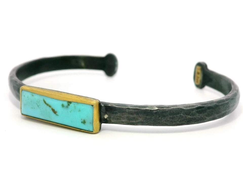 Brazalete Lika Behar My World Stockholm plata ennegrecida oro 24k turquesa Foto 3 de 4