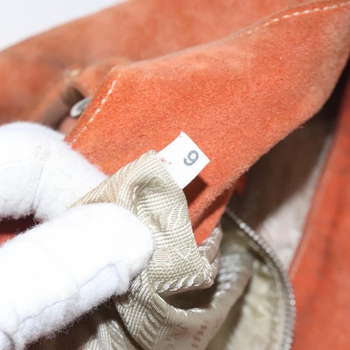 PRADA Hand Bag Suede Orange Silver Auth 130348 - Picture 11 of 22