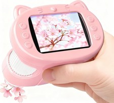 Handheld Digital Microscope 1000X 4K 2.4" LCD Screen Kids STEM Science Toy Pink