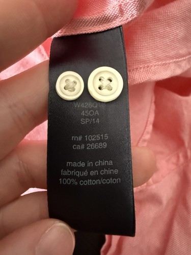 Camicia uomo John Varvatos taglia L rosa bottoni manica lunga cotone casual logo - Foto 10 di 13