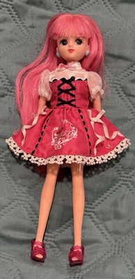 Takara Japan, Licca-Chan Doll, Pink Hair, w/Dress, Shoes, Earrings & Underpants