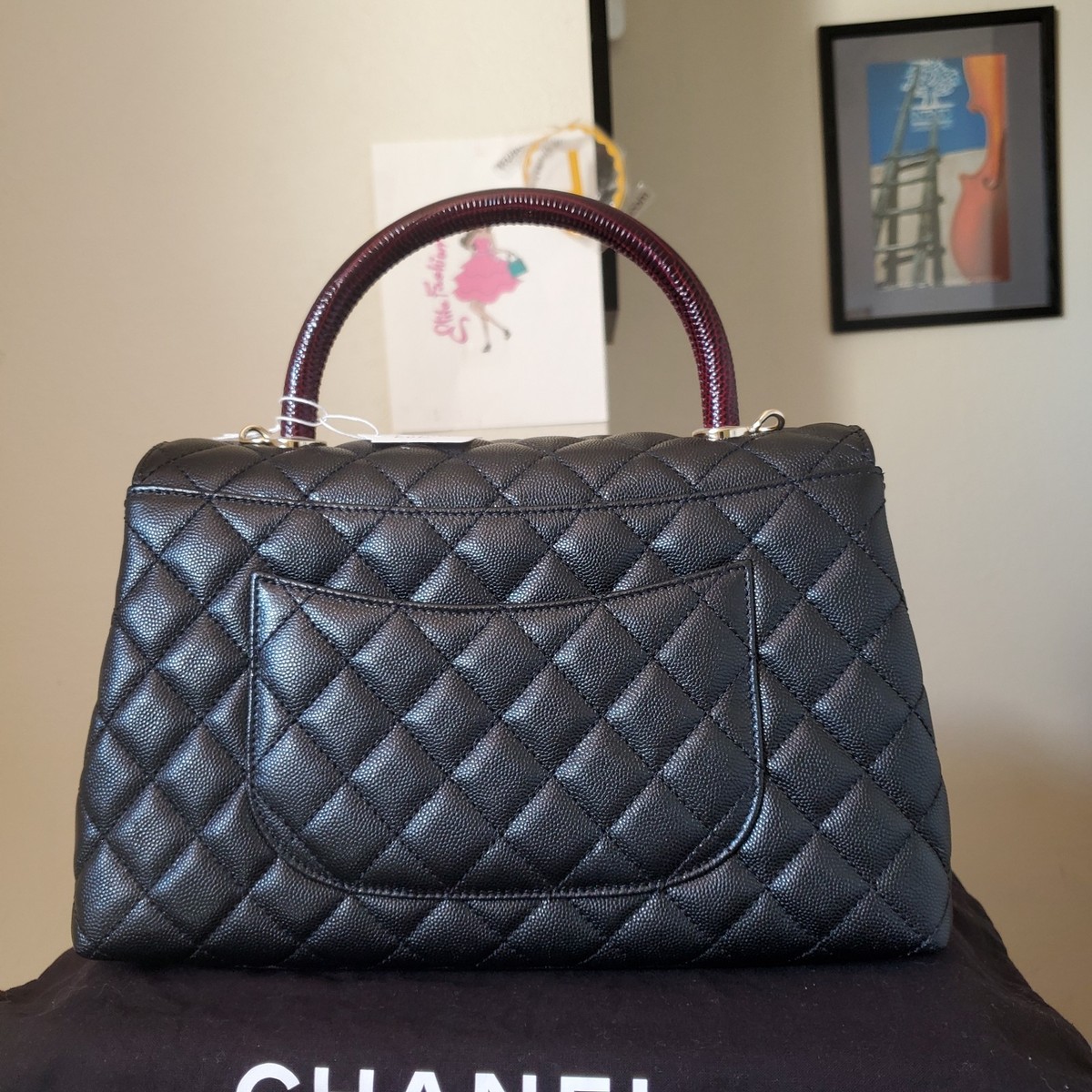 Chanel Coco Handle Black Ca.viar gold hw bag Bag Receipt Chip Code