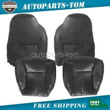 Driver & Passenger Bottom & Top Leather Seat Cover Dark Gray For 98-02 Dodge Ram