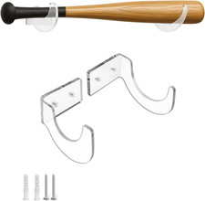Baseball Bat Wall Mount Holder - 5mm Reinforced Acrylic Horizontal Rack for Auto