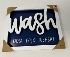 WASH Lavadero Boxtop con Letras Troqueladas Azul y Blanco 12 X 10 NUEVO Decoración