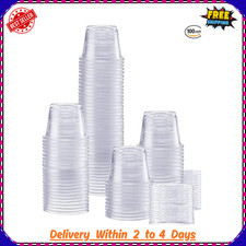 Comfy Package 1oz Plastic Disposable Portion Cups with Lids - Pack of 200