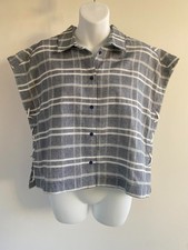 Mango Womens Cropped Cotton Chequered Shirt Large
