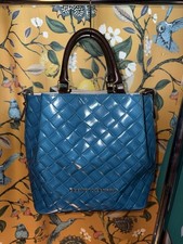 Dooney And Bourke Woven Embossed Leather Blue Barlow
