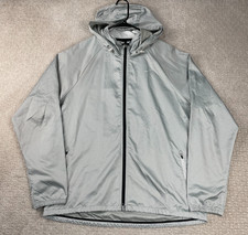 Nike Storm-Fit Jacket Mens XL Silver Hooded Full Zip Geometric Wind Waterproof