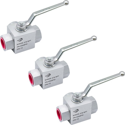 3/8'' NPT 3 Way Ball Valve 4568PSI KHB Hydraulic Industrial Fluid Control 3 Pack
