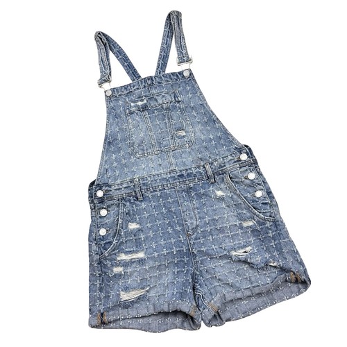 BlankNYC Punchline Denim Overalls Shorts Distressed 29