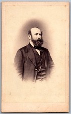 Antique CDV Circa 1860s Lau Bearded Man in Suit Hamburg Germany