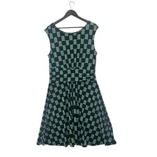 Ann Taylor Factory Womens Navy Green Leaf Print Fit Flare Midi Dress 12 457912