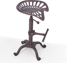 Adjustable Rustic Tractor Seat Bar Stool - Copper & Cast Iron Design