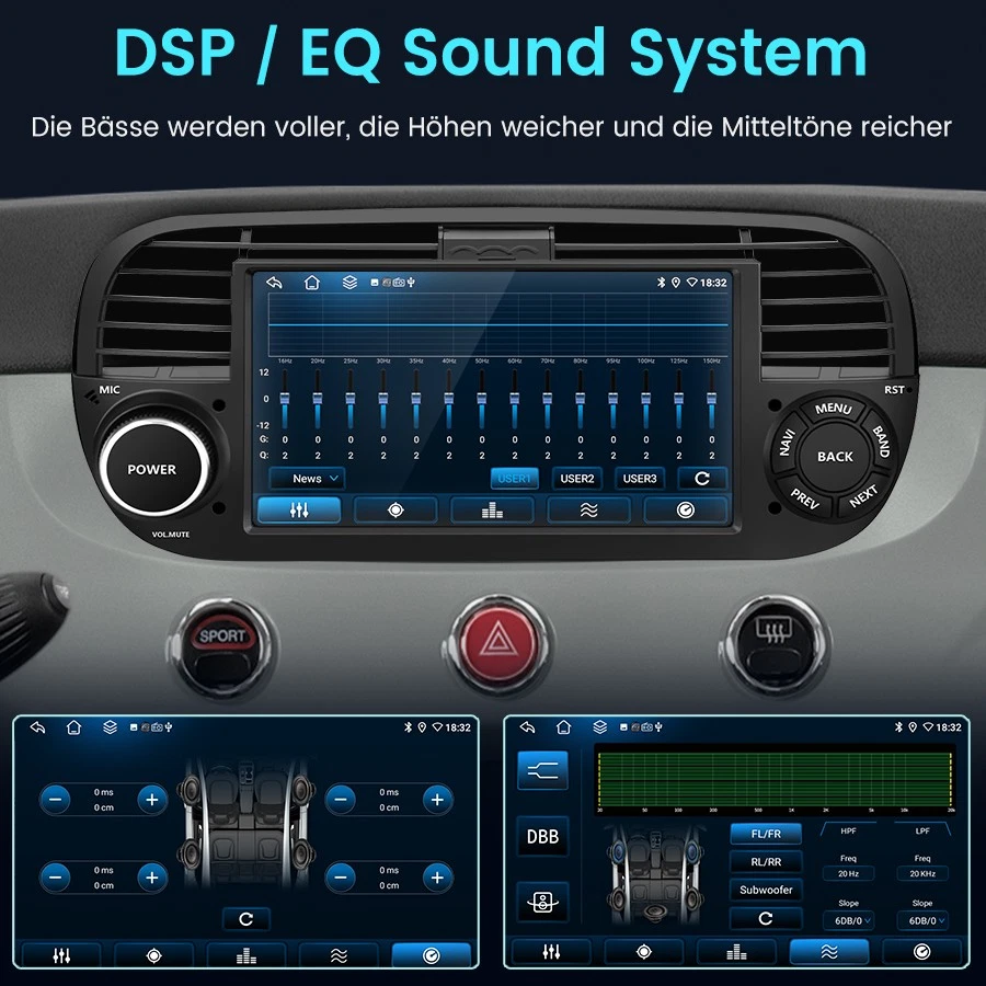 Für Fiat 500 2007-2015 Android14 Autoradio Apple Carplay Navi RDS Bluetooth WIFI - Bild 4 von 4