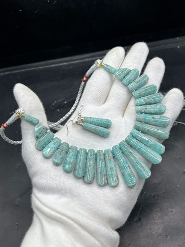 natural Amazonite necklace set top quality from afghanistan - Picture 4 of 6