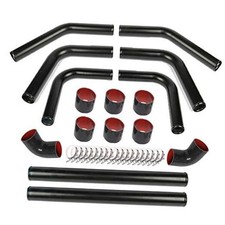 8Pcs Universal Aluminum Intercooler Piping U-Pipe Black Kit with 8Pcs 2.5 Inch