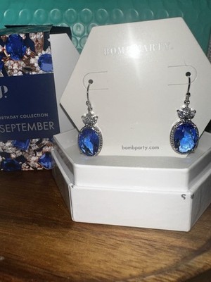 Ring Bomb Party RBP2505 Look At Me Now Light Sapphire Earrings Rhodium Plating