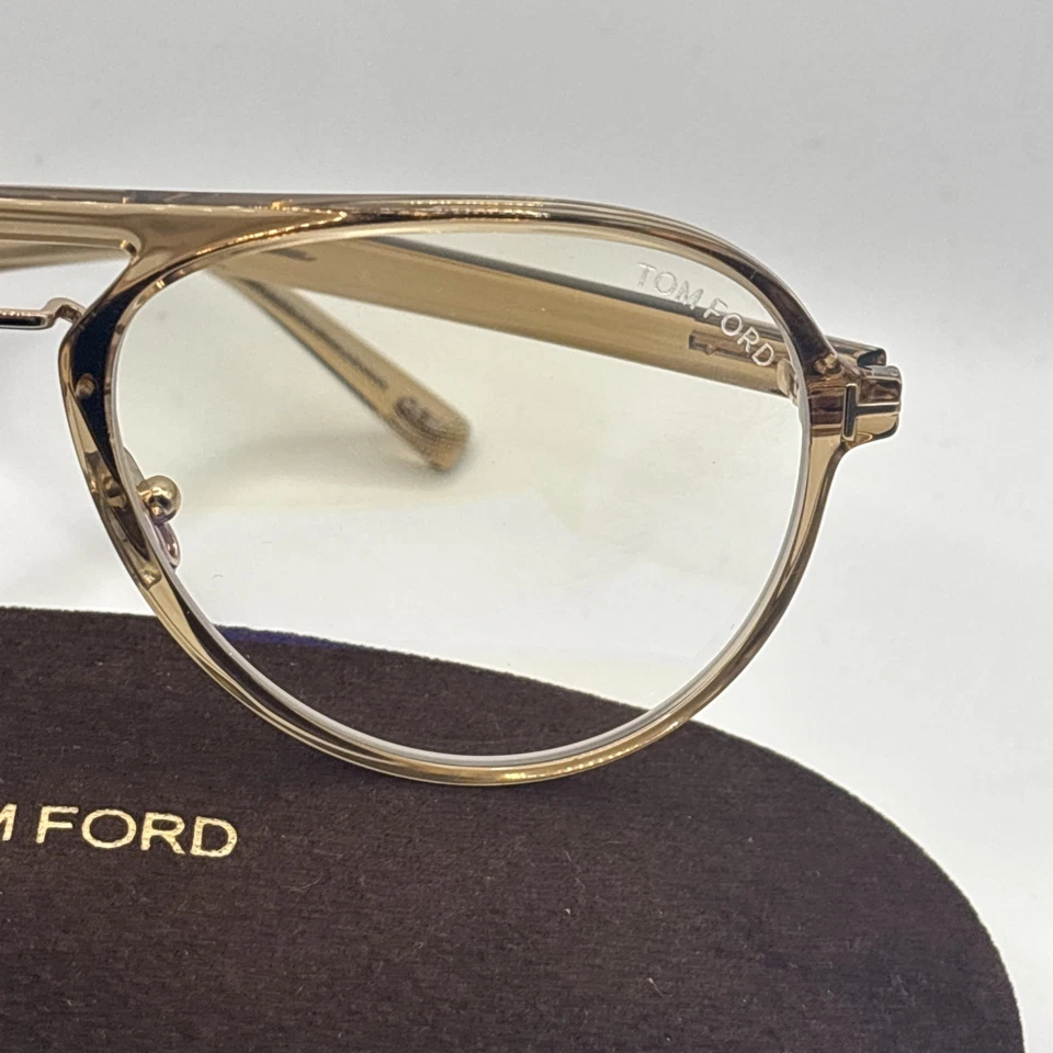 Tom Ford FT 5981 B 045 Brillante Marrón Claro Azul Bloque Lente 57mm Anteojos Nuevo Foto 2 de 4