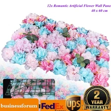 12x Romantic Artificial Flower Wall Hydrangea Rose Backdrop Wedding Decoration