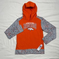 NFL Team Apparel Denver Broncos Cotton Blend Speckled Colorblock Hoodie XL 14/16
