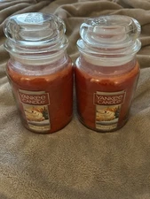 LOT OF 2-NEW-Yankee Candle PUMPKIN CINNAMON SWIRL Large Jar 22oz ORANGE